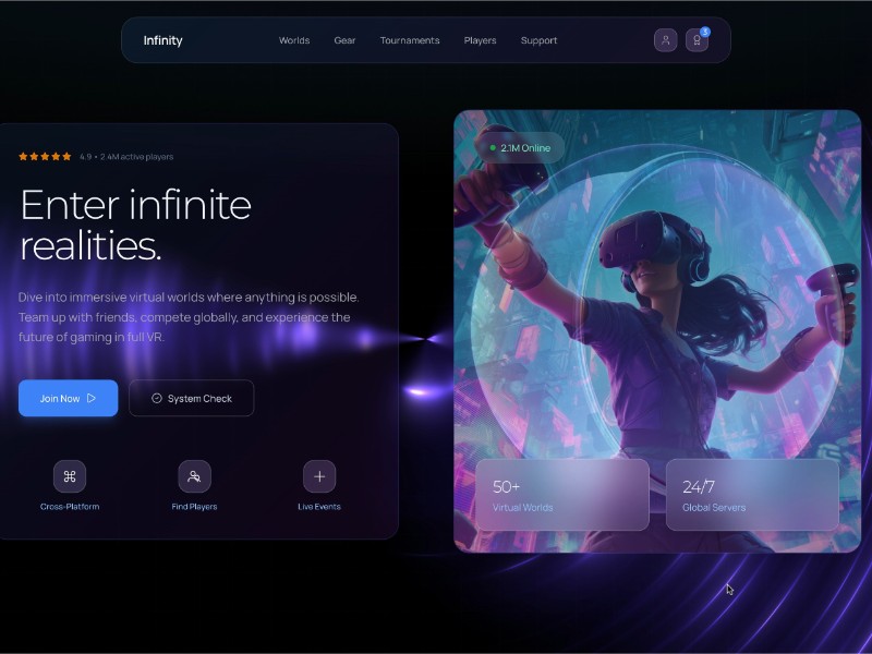Preview for Virtual Reality Gaming Landing Page Template