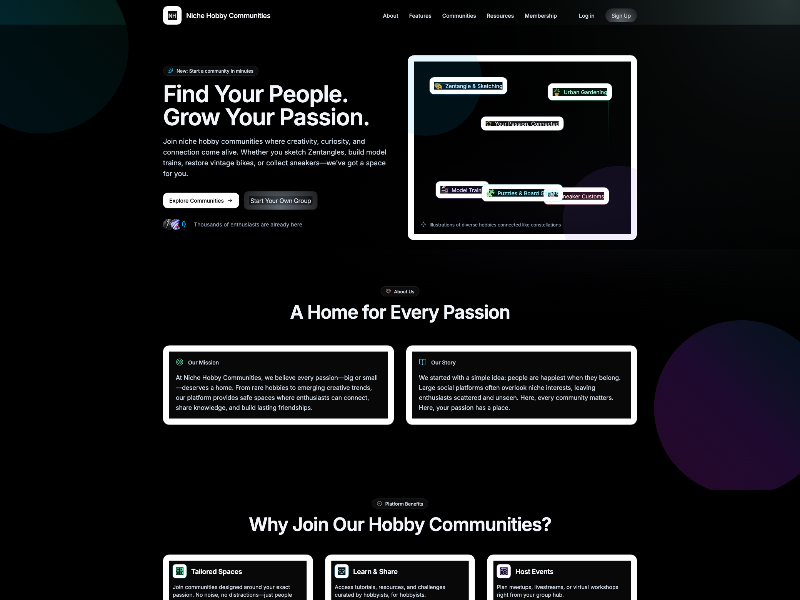 Preview for Niche Hobby Communities UI v4