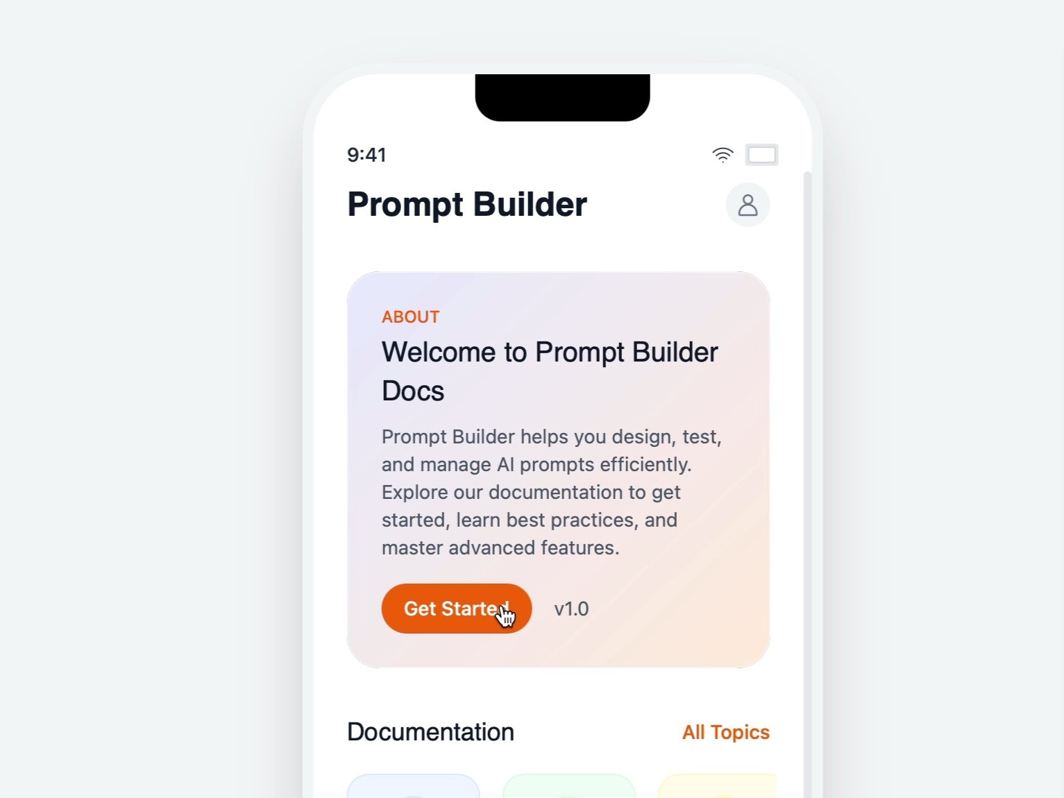 Preview for Mobile UI for Documentation Hub
