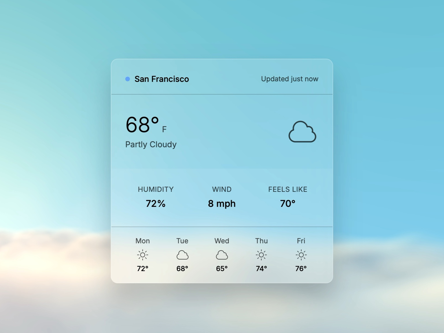 Preview for Weather Card with Cloud Animation