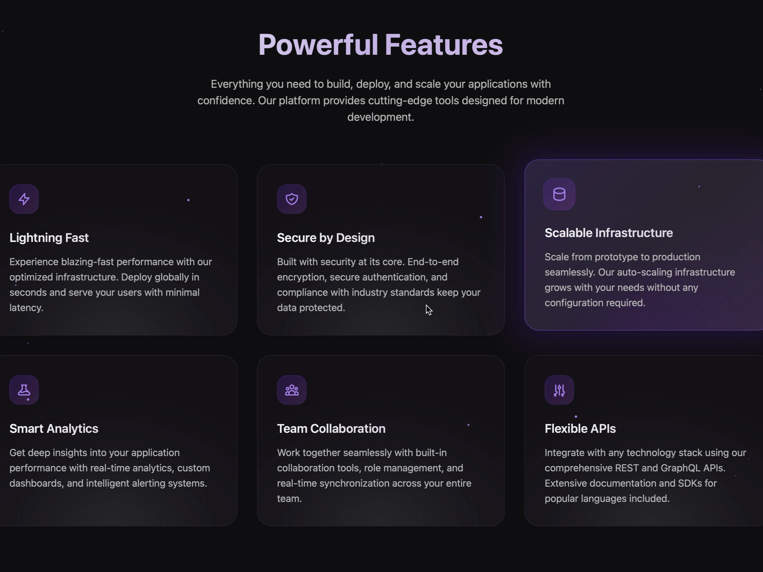 Preview for Features Grid with Interactive Cards