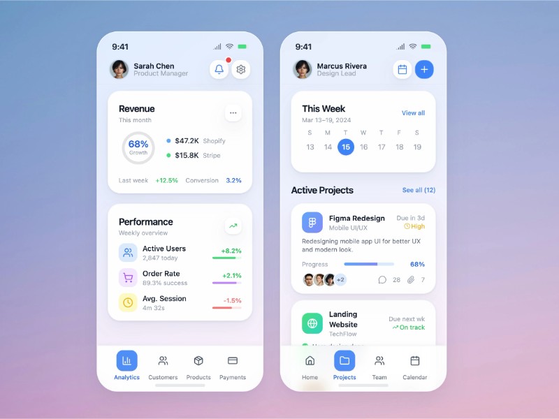 Preview for Mobile Dashboard Interface Layout