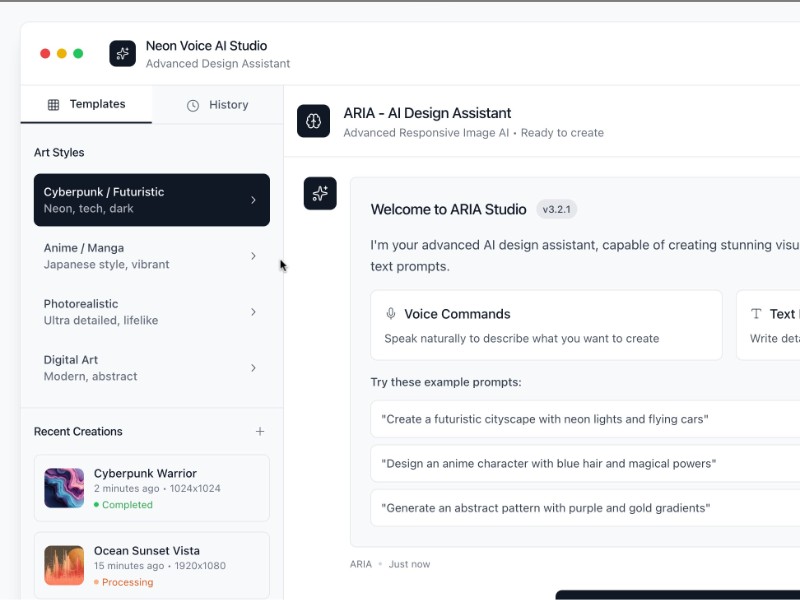 Preview for Voice AI Desktop Studio UI