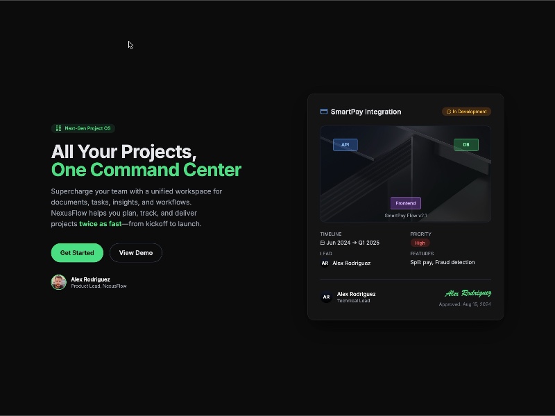 Preview for Project Hub Command Center UI