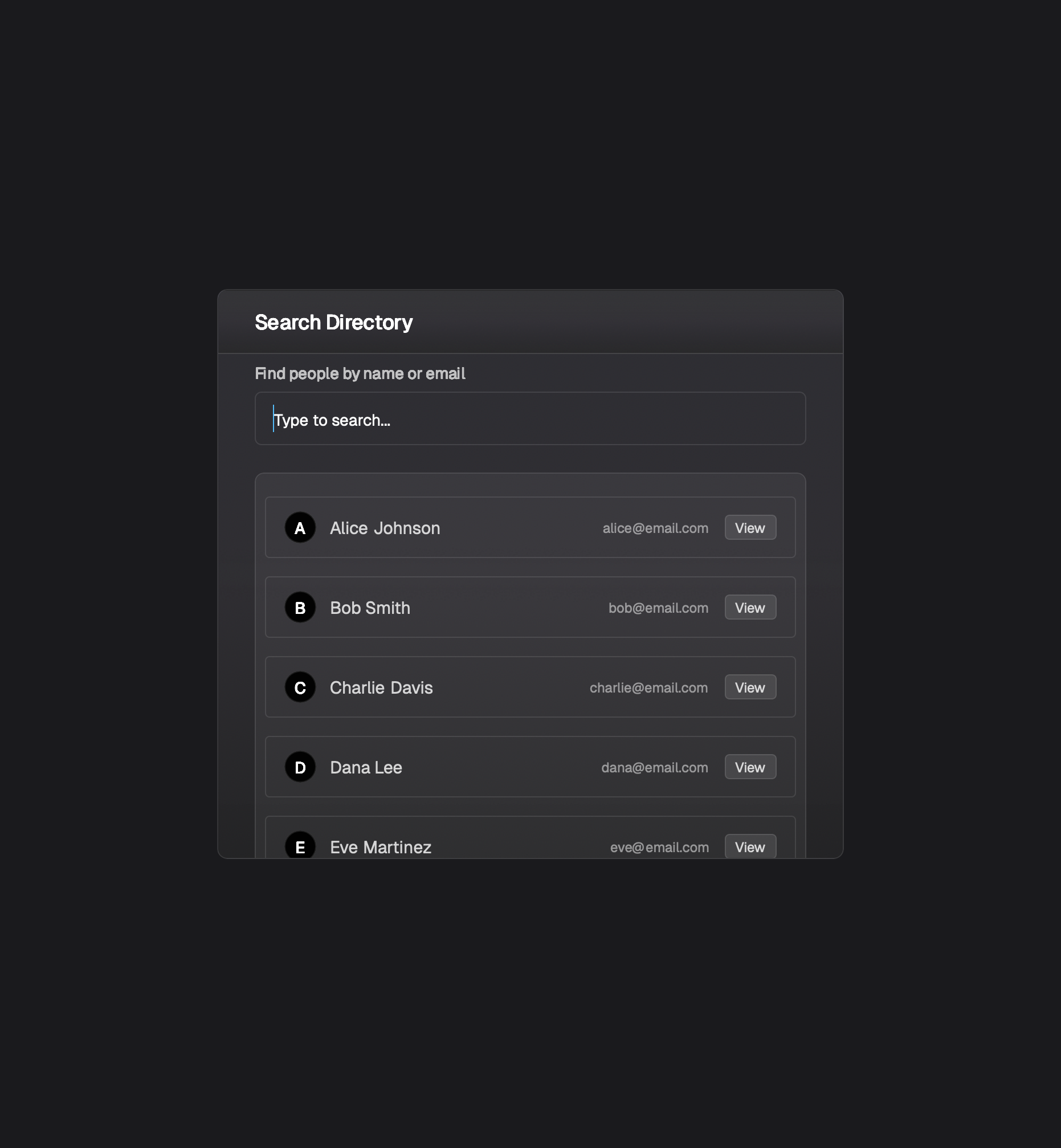Preview for Directory Search Interface