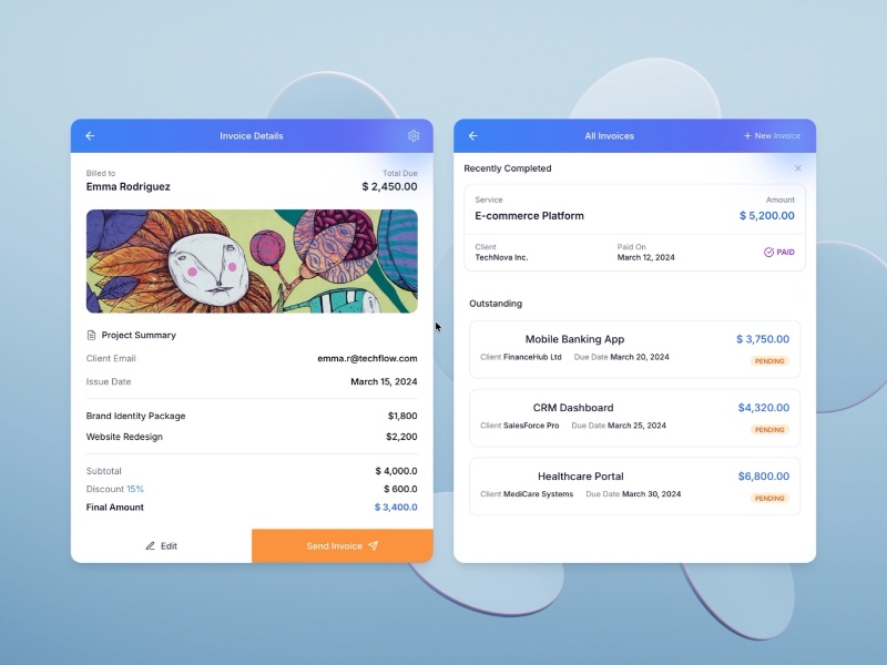 Preview for Invoice Details and List Interface