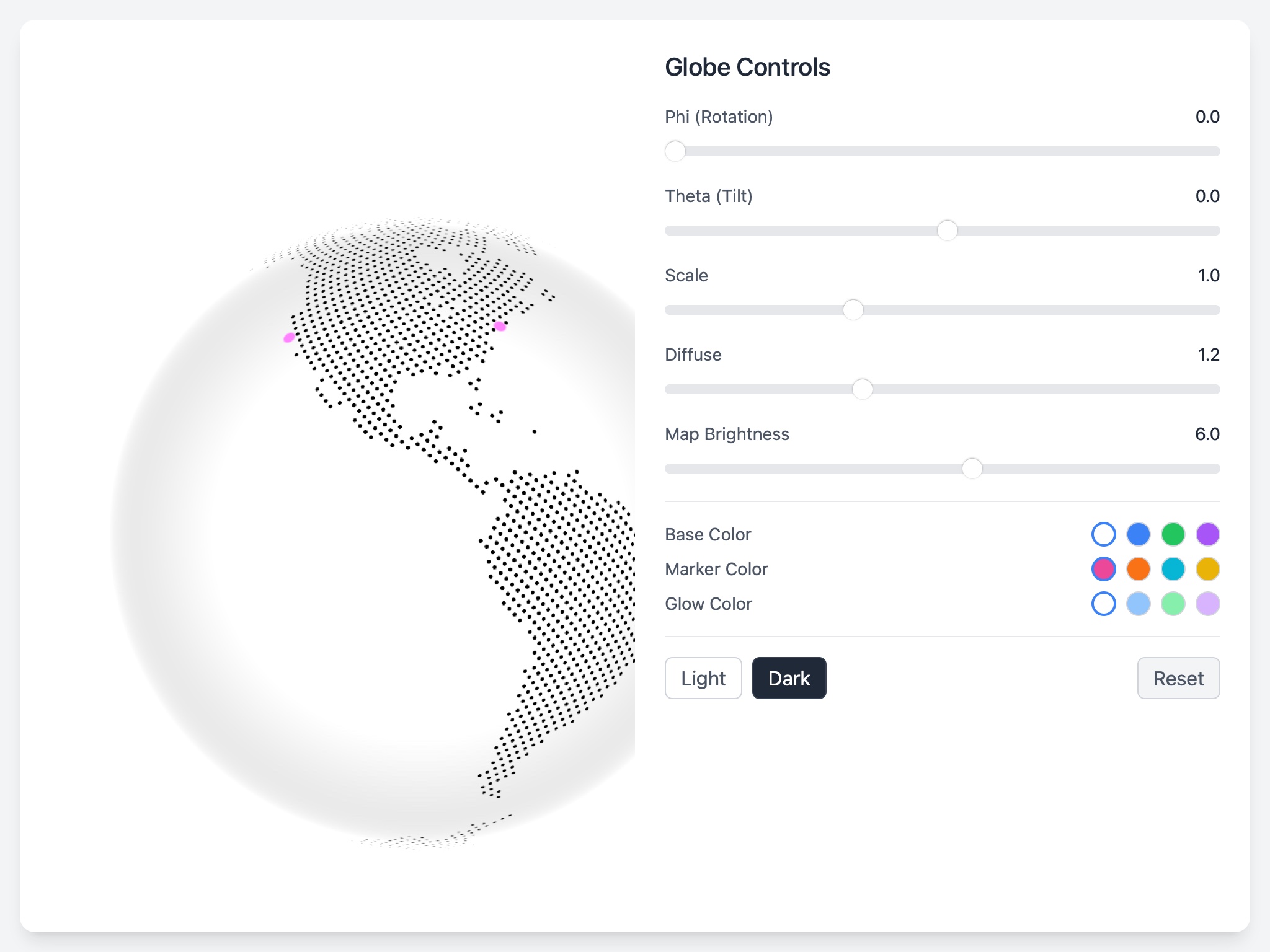 Preview for Interactive 3D Globe with Controls
