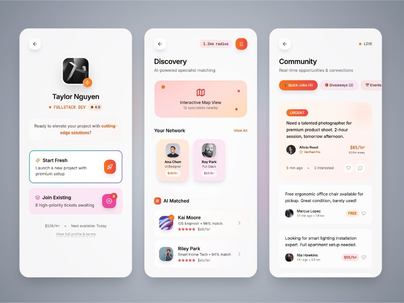 Preview for Interactive Hiring Profile Cards UI