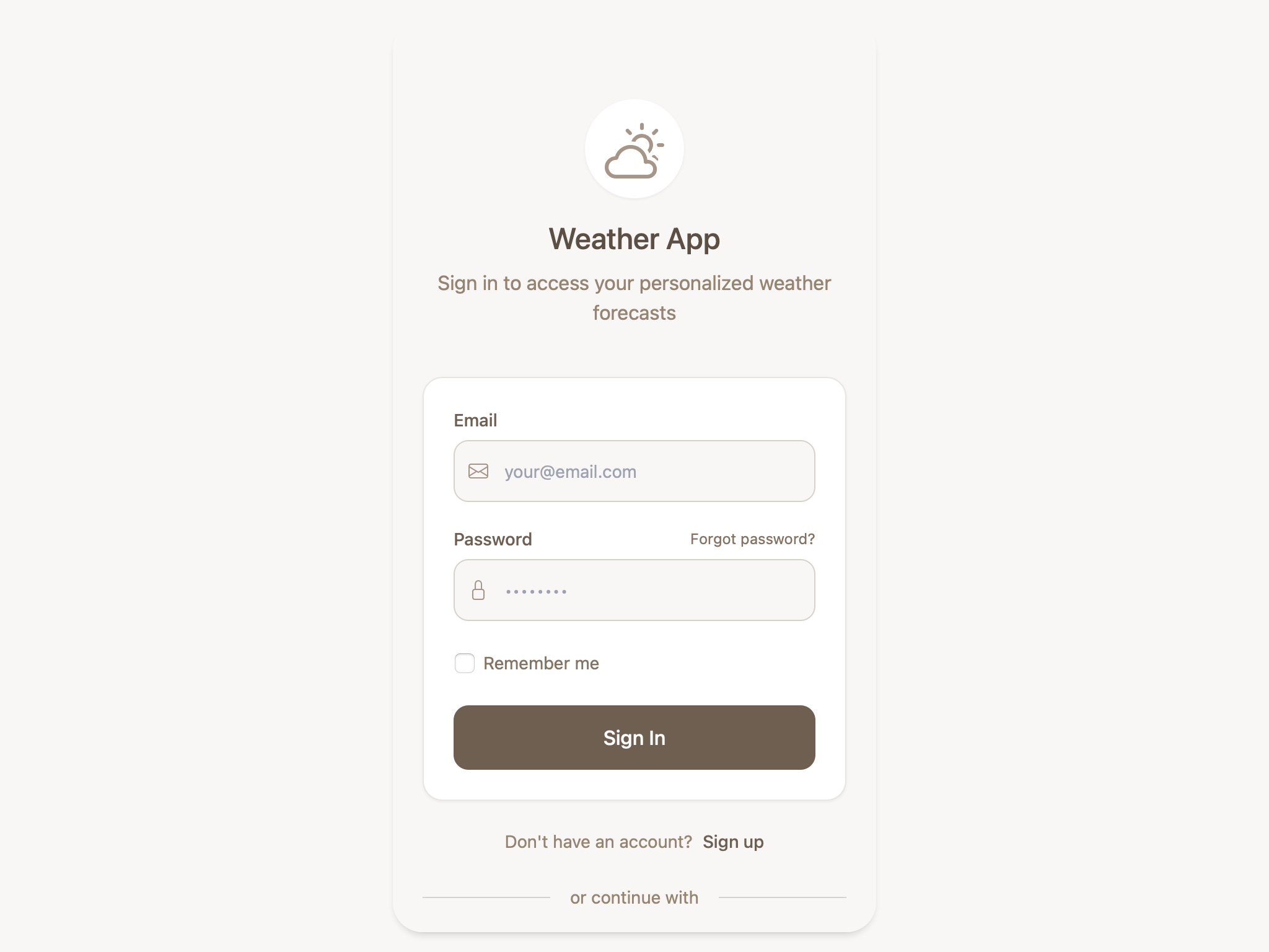 Preview for User Login Interface with Social Options
