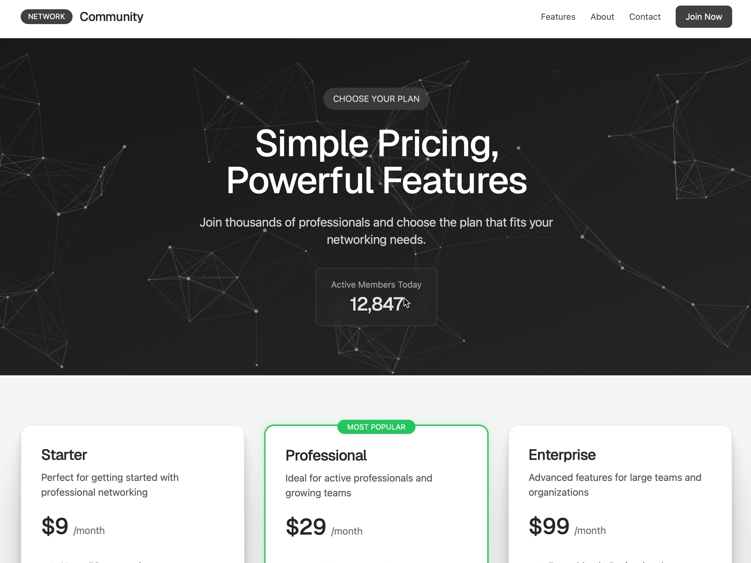 Preview for Pricing Plans with Animated Background