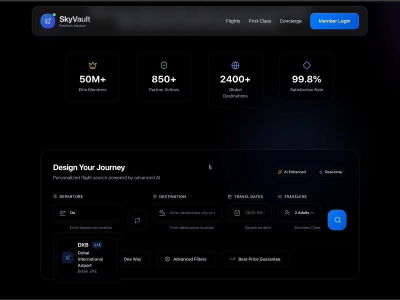 Preview for SkyVault Premium Aviation Landing Page Template