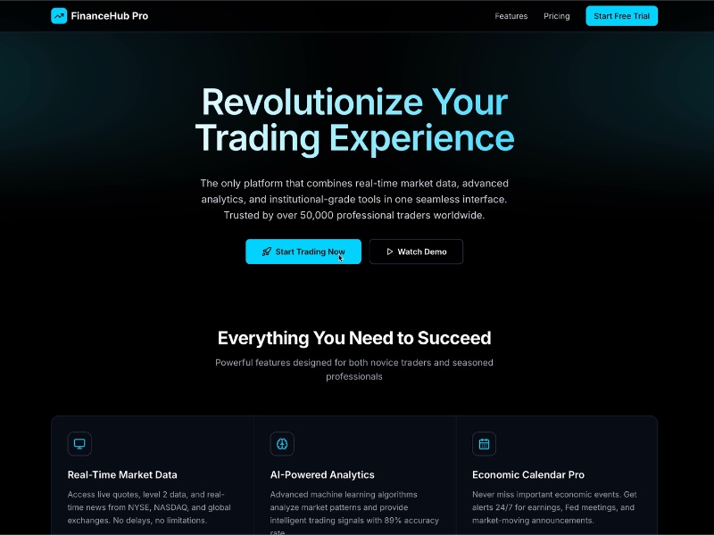 Preview for Trading Platform Landing Page
