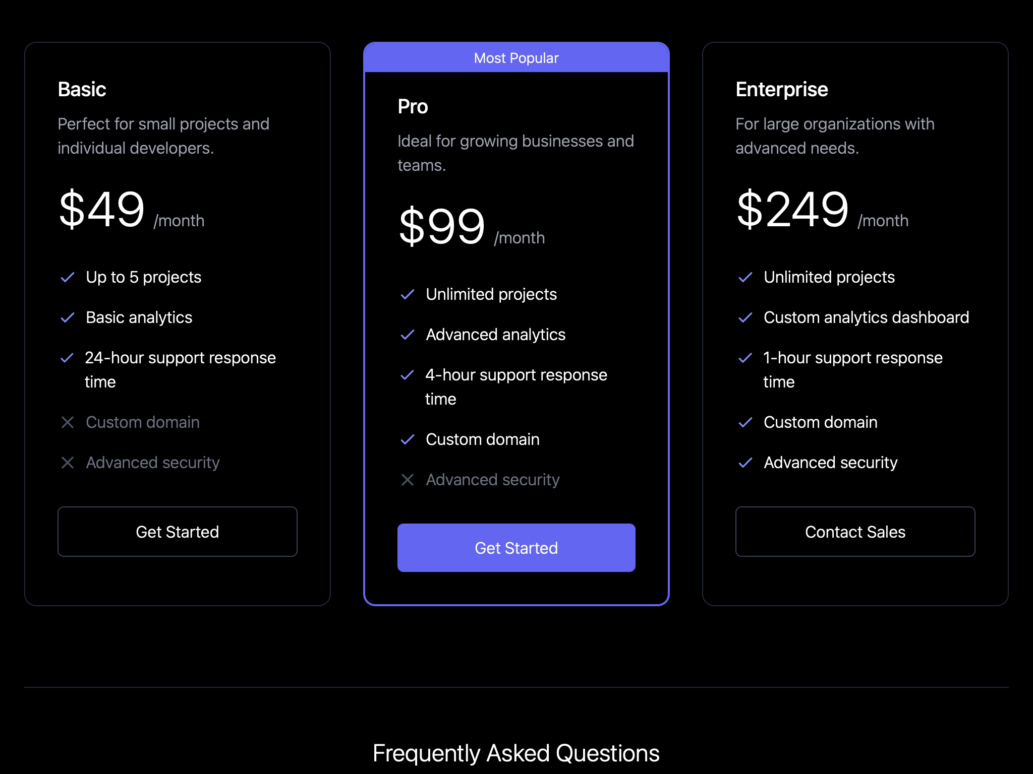 Preview for Service Pricing Plans Layout