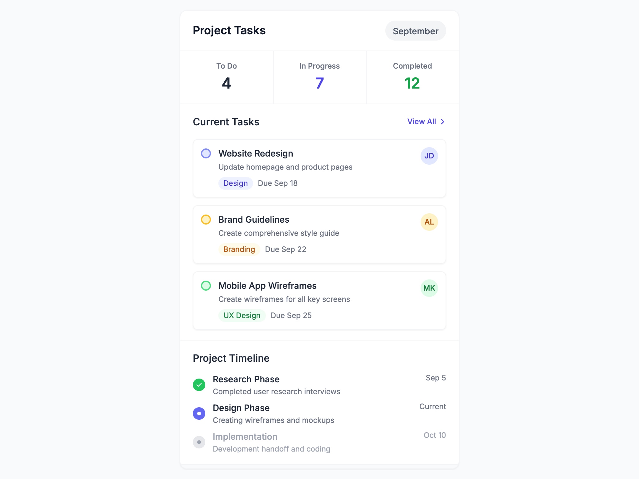 Preview for Project Task Management Dashboard