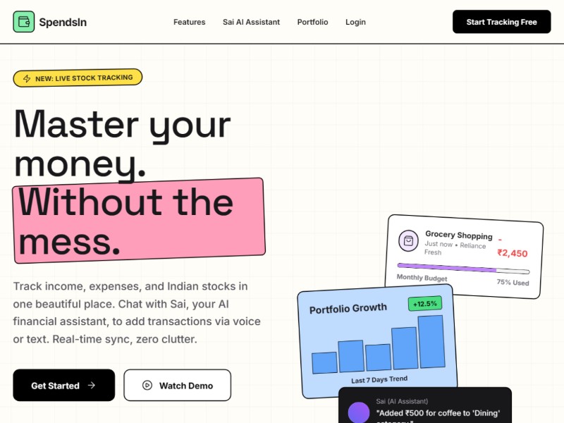 Preview for SpendsIn Personal Finance Landing Page Template