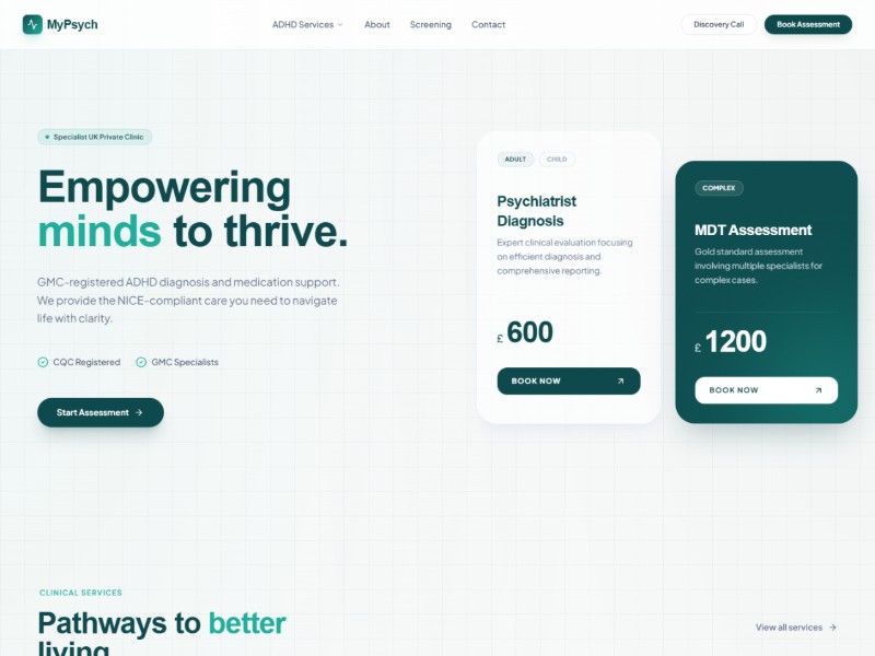 Preview for ADHD Clinic Landing Page Template