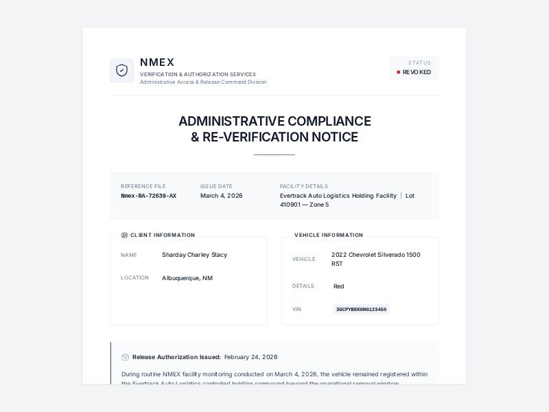 Preview for Administrative Compliance Notice Document Template