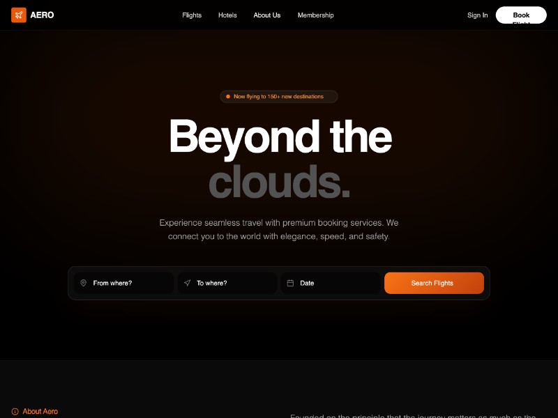 Preview for Aero Flight Booking Landing Page Template