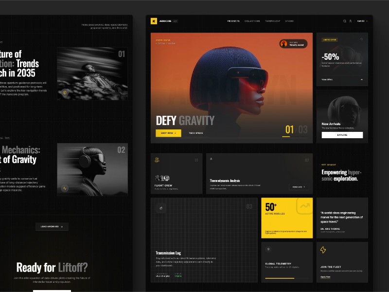 Preview for Aerocore Futuristic E-commerce Landing Page Template