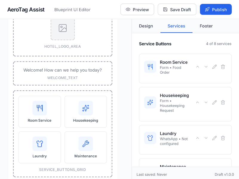 Preview for AeroTag Assist Hotel Service Template