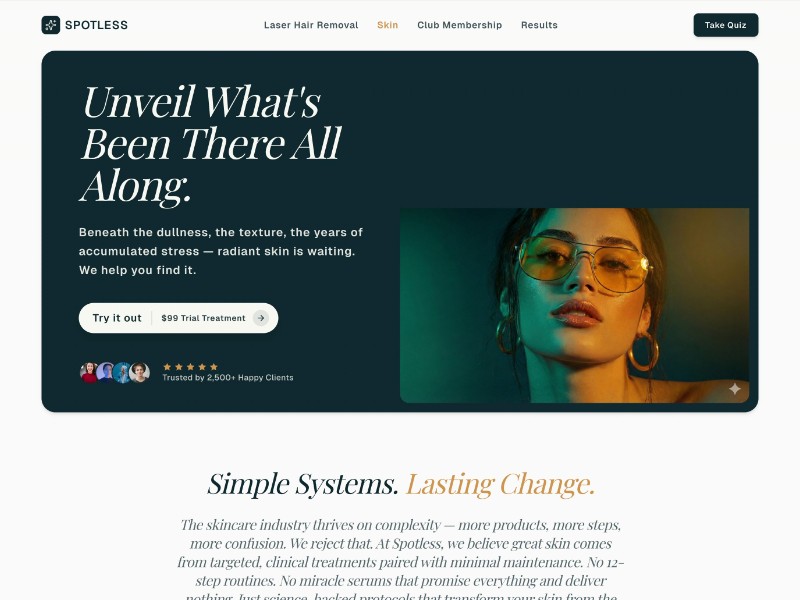 Preview for Spotless Laser Skin Clinic Landing Page Template