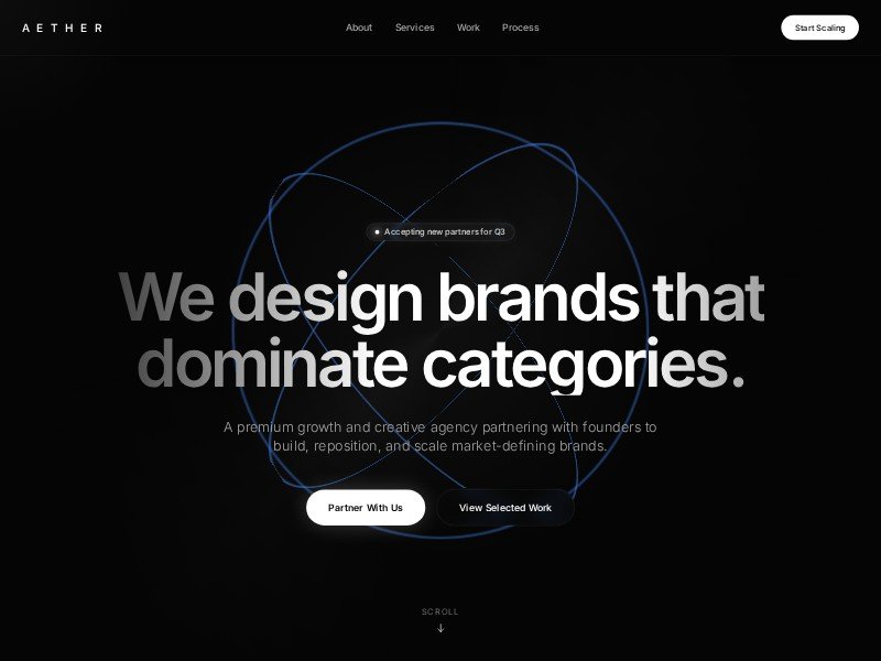 Preview for AETHER Brand Scaling Agency Landing Page Template