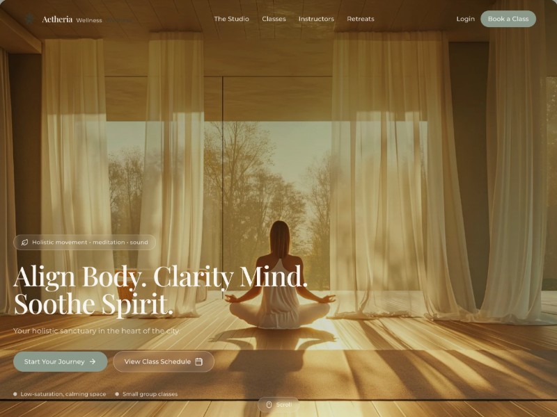 Preview for Aetheria Wellness Studio Template