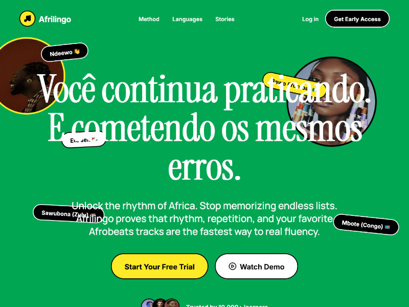 Preview for African Language Learning Landing Page Template