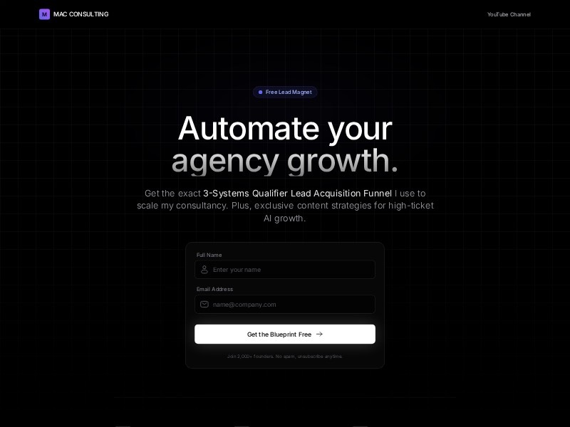 Preview for Consulting Agency Lead System Landing Page Template