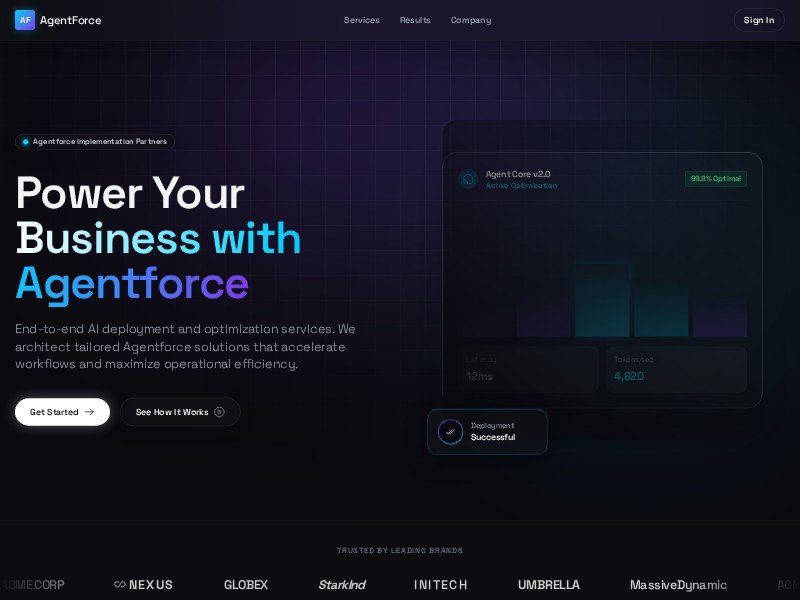 Preview for AI Agentforce Agency Landing Page Template