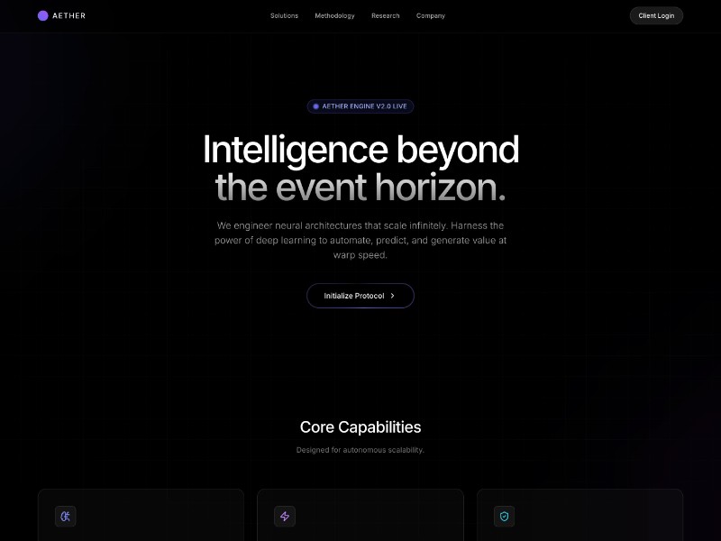 Preview for Aether AI Agency Landing Page Template