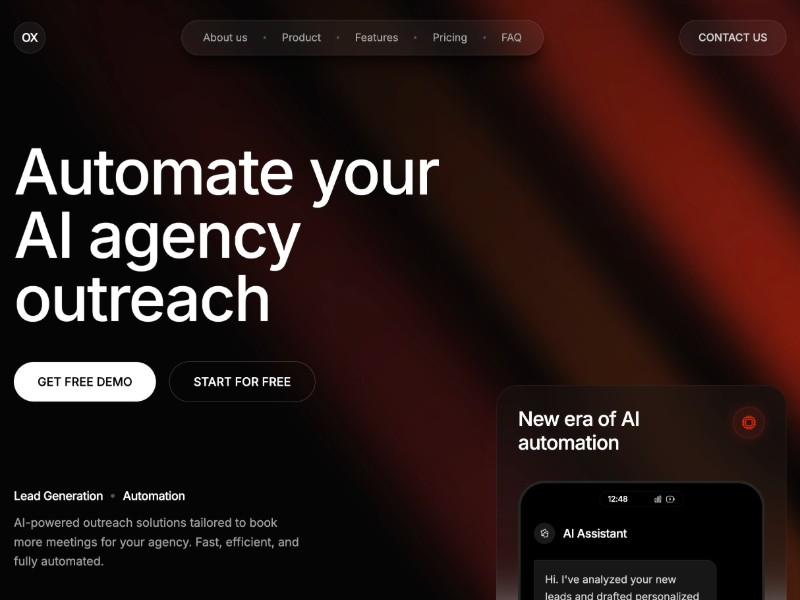 Preview for OutreachX AI Agency Landing Page Template