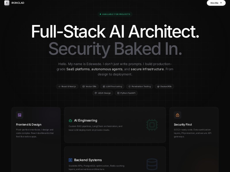 Preview for AI Architect Portfolio Landing Page Template
