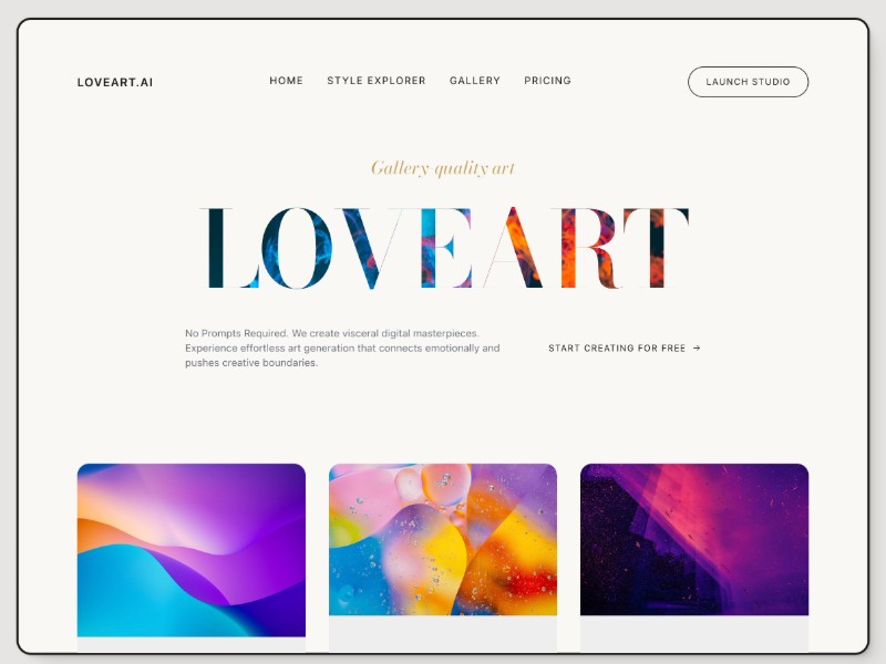 Preview for AI Art Landing Page Template