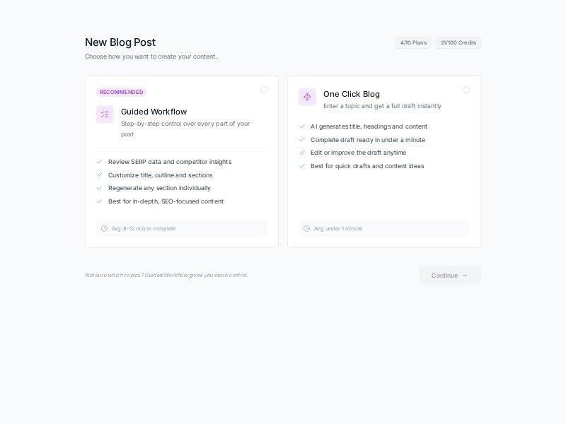 Preview for AI Blogging Workflow UI Template