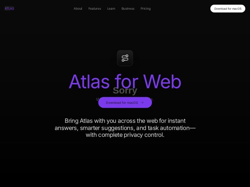 Preview for AI Browser App Landing Page Template
