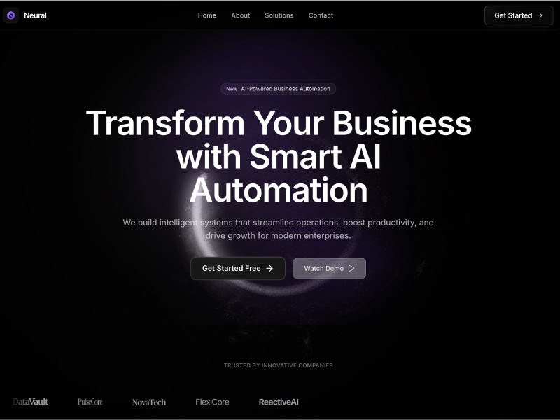 Preview for AI Business Automation Landing Page Template