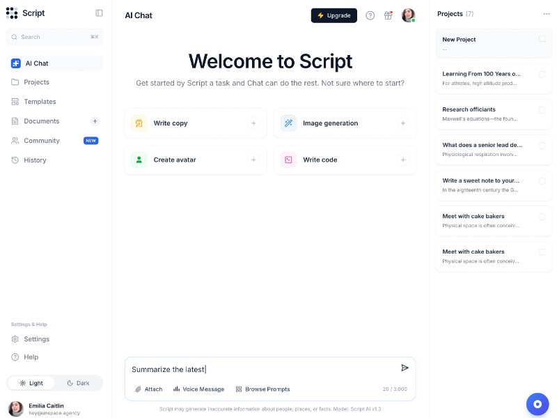 Preview for AI Chat Dashboard UI Template