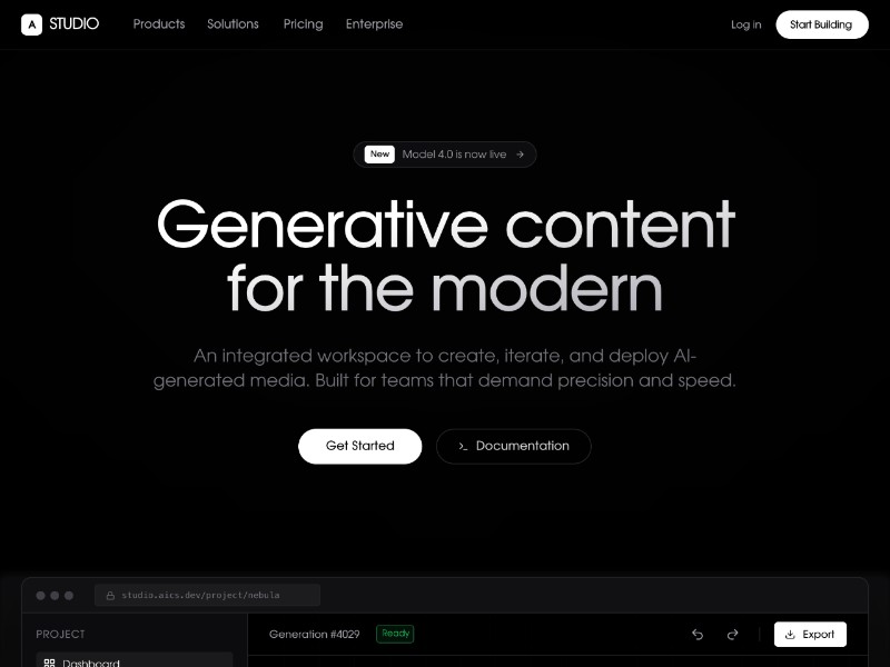 Preview for AI Content Studio SaaS Landing Page Template
