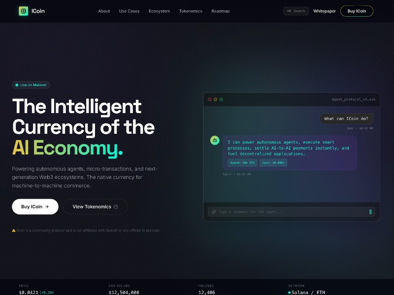 Preview for AI Crypto Token Landing Page Template