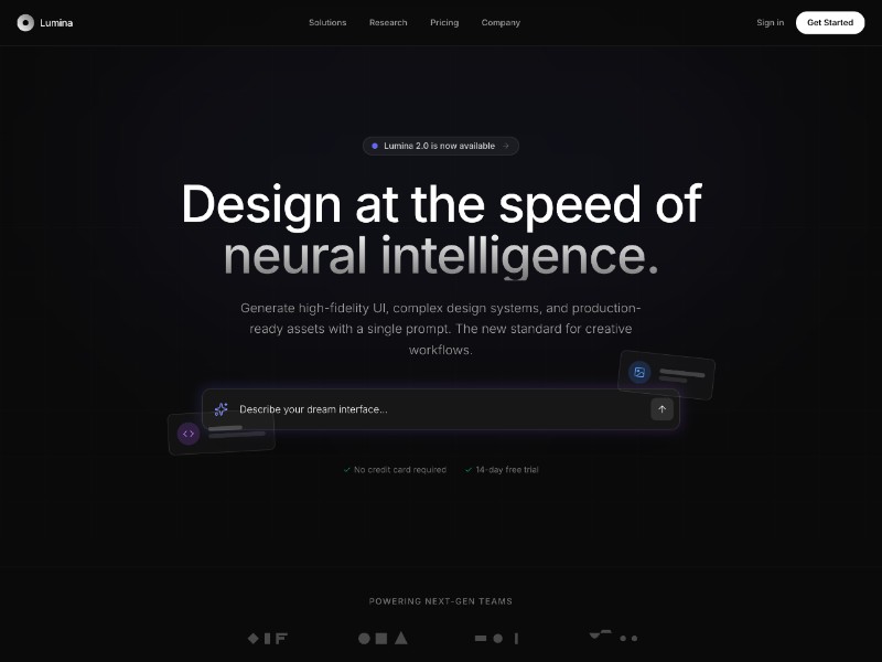 Preview for AI Design SaaS Landing Page Template
