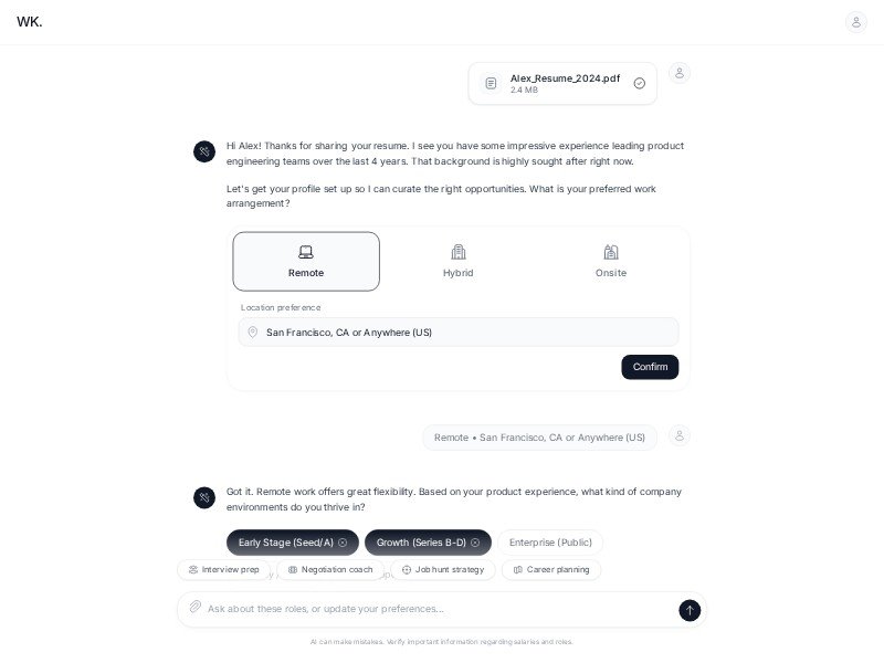 Preview for AI Job Board Onboarding UI Template