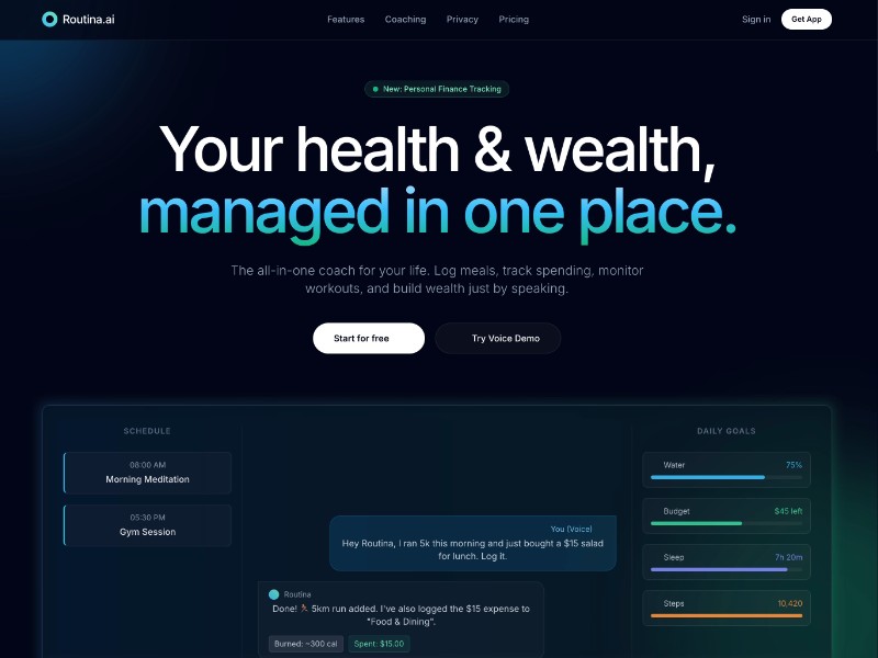 Preview for AI Life & Finance Coaching Landing Page Template
