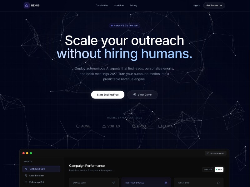 Preview for AI Outreach SaaS Landing Page Template