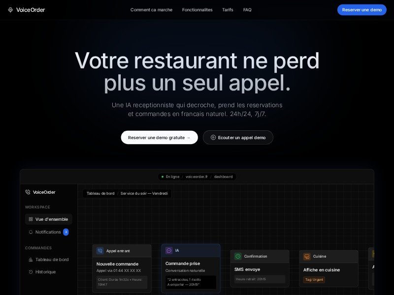 Preview for Restaurant AI SaaS Landing Page Template