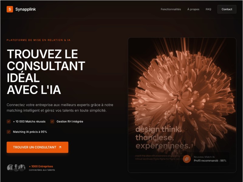 Preview for Synapplink AI Recruitment Landing Page Template