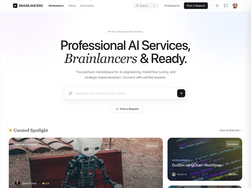 Preview for AI Services Marketplace Landing Page Template