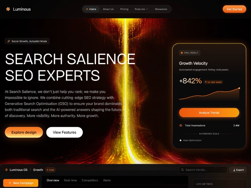 Preview for AI Social Growth Landing Page Template