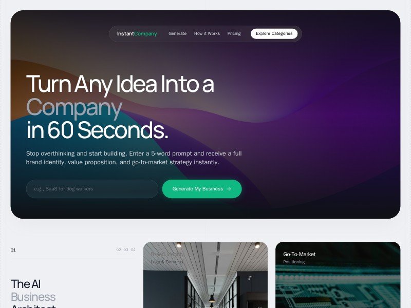 Preview for AI Startup Idea Generator Landing Page Template