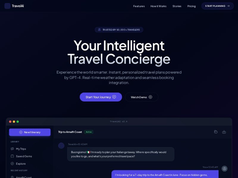 Preview for AI Travel Itinerary Landing Page Template